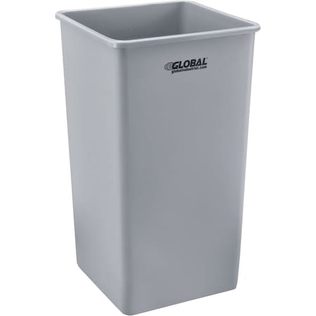 Global Industrial Square Plastic Garbage Can, 50 Gallon, Gray 641440GY